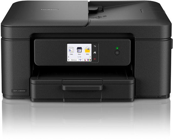 Zwarte Brother DCP-J1460DW multifunctionele printer met gesloten papierlade.
