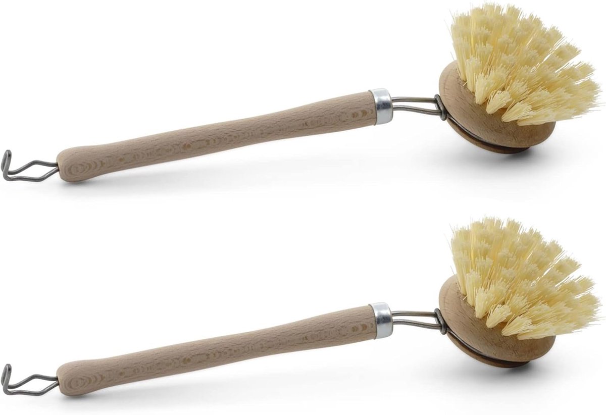 2x Afwasborstelset I Synthetische vezel I Hout I Groot I Afwasborstels Keukenborstels Afwasborstels Schrobborstels Reinigingsborstels Borstels Keuken Afwasborstel Plasticvrije keuken