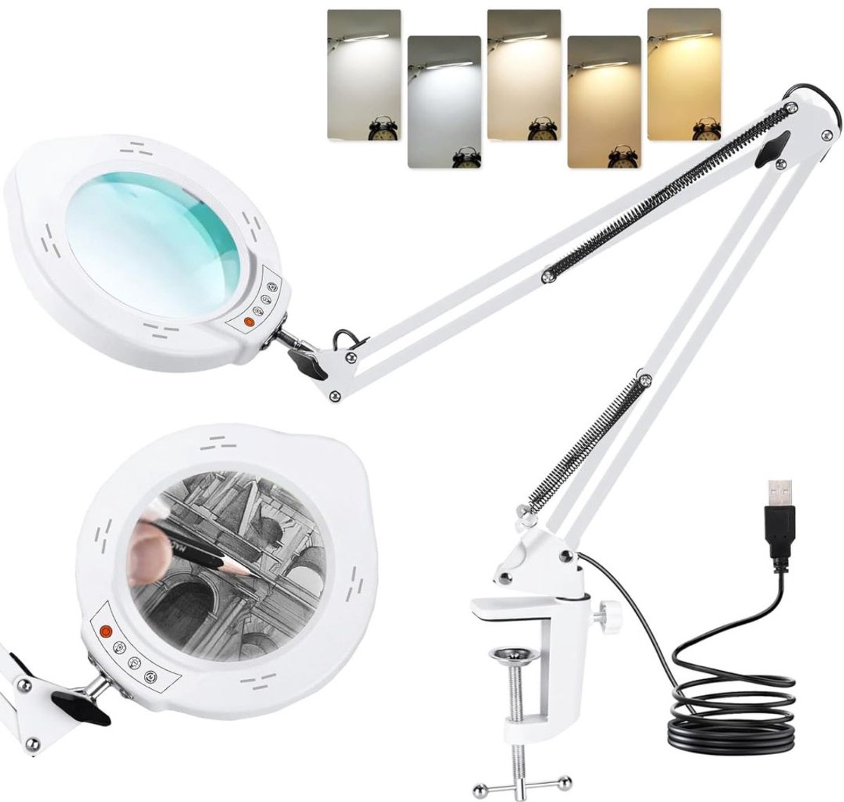 Vergrootglas met Verlichting - Loeplamp - Vergrootspiegel Led - Wit