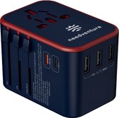 needventure® Reisstekker 213 landen - Universele Wereldstekker - 2 USB-C & 3 USB-A - Reisadapter Wereld Amerika (USA), Engeland (UK), Australië, Zuid Amerika, Afrika, Thailand - USB C Fast Charge Functie