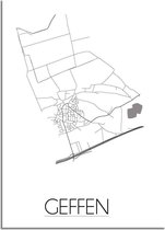DesignClaud Geffen Plattegrond poster  - A3 + Fotolijst zwart (29,7x42cm)