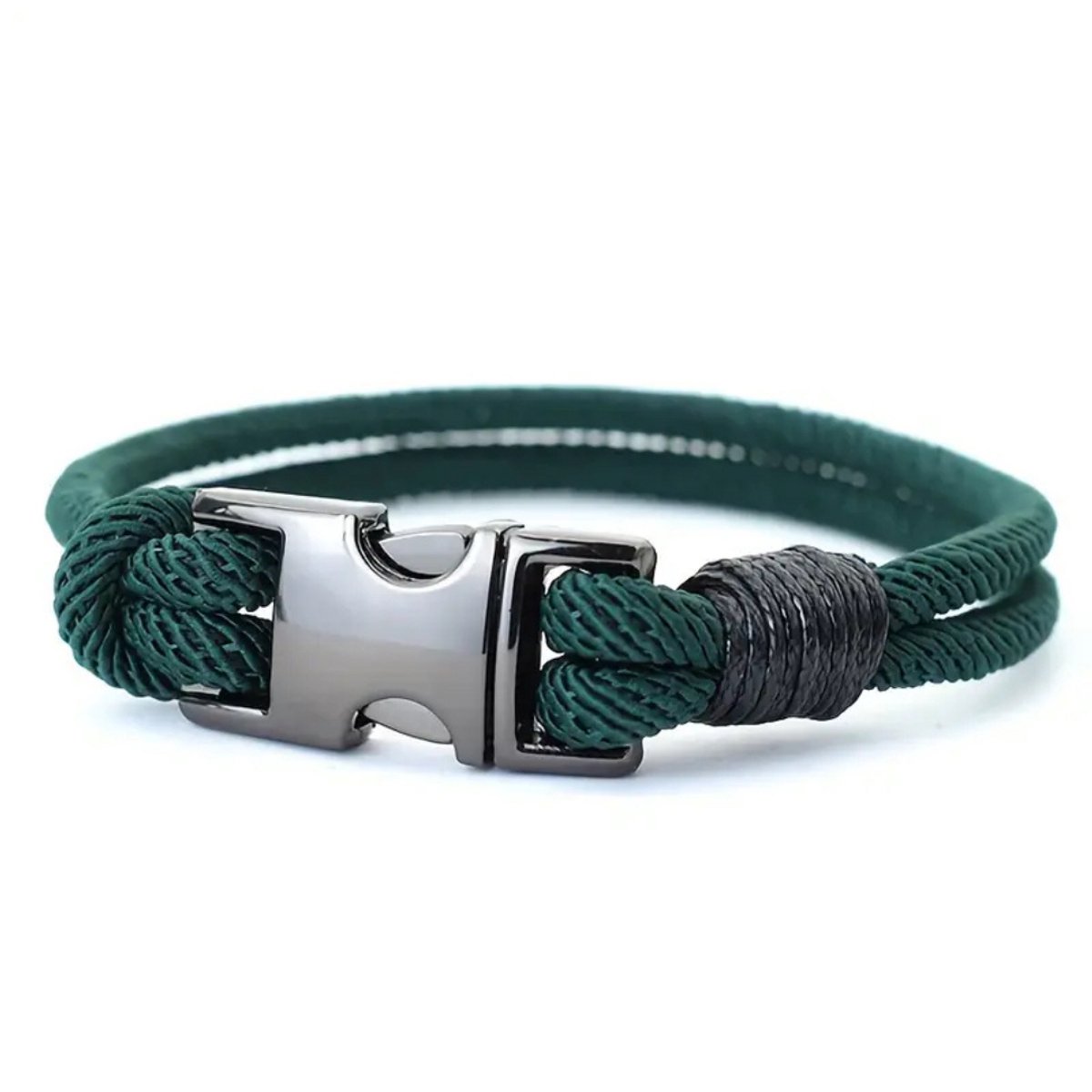 Bovista Armband - Staal - Nep Zilver - Heren - Donkergroen