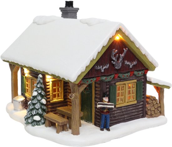 Santaville - Forest Cabin with LED Polyresin 20cm