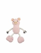 Hondenspeelgoed Roze – Pluche Varken met Touw en Piep – 30 cm