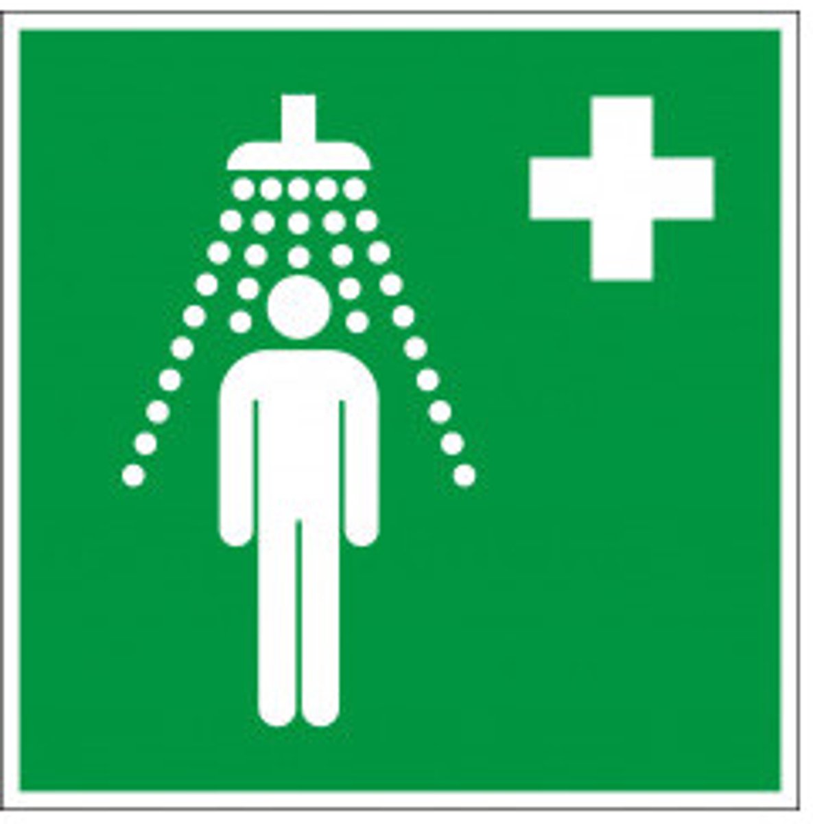 Nooddouche sticker - ISO 7010 - E012 150 x 150 mm