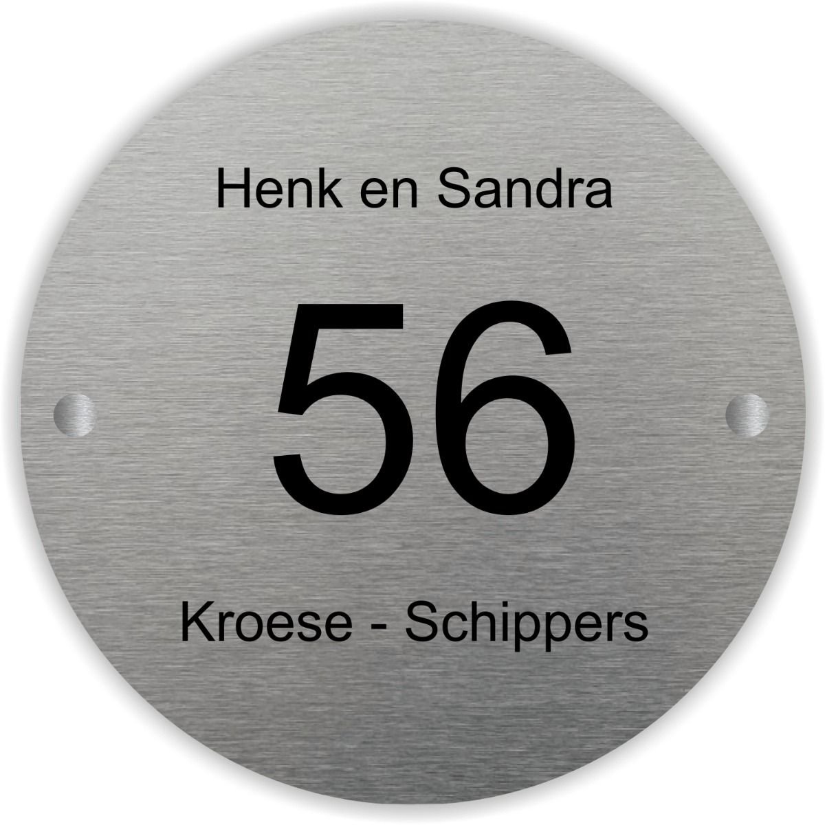 RVS naambordje voordeur 15cm rond RVSL60