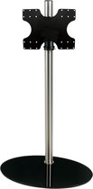 Cavus RVS vloerstandaard met zwarte glazen voet voor TV's tot 65 inch - 150 cm hoog