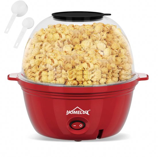 HOMELUX Popcornmachine 450W - Met suiker functie - Snelle en vetvrije popcorn in 3 minuten - 2,5L - Antiaanbaklaag - Gemakkelijk schoon te maken - Ideaal voor thuis — afbeelding 3