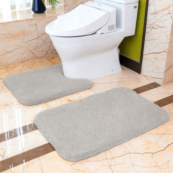 PANA® Florenz Bath Mat Set, Fluffy Mat for Bathroom and Toilet, Washable and Non-Slip Bath Mat, Bathroom Set 45 x 45 cm without Toilet Cutout 50 x 80 cm, Yellow
