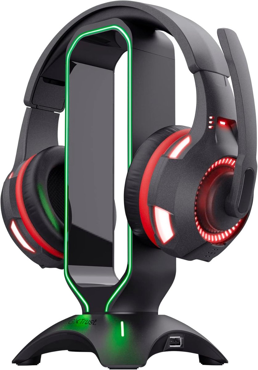 Headsetstandaard met LED-verlichting - Universeel ontwerp - Zwart