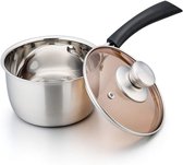 Bol.com Steelpan van 16 cm met 19 liter capaciteit en glazen deksel - Geschikt voor inductie - Hittebestendige handgreep - Vaatw... aanbieding