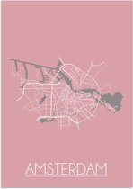 DesignClaud Amsterdam Plattegrond poster Roze B2 poster (50x70cm)
