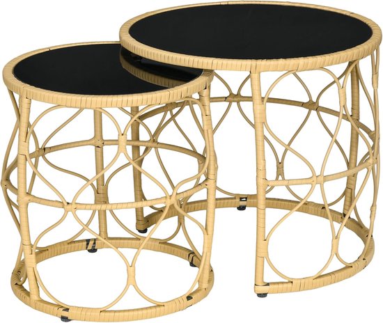Rotan tafel Belse Classic met glasplaat. Riet en rotan winkel