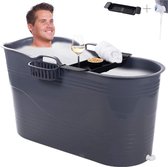 Luxe Zitbad – Voor Volwassenen – Voor in Douche – Opvouwbaar Bad – Met Afvoerslang – PVC – Extra Comfort – 135L Inhoud – Grijs