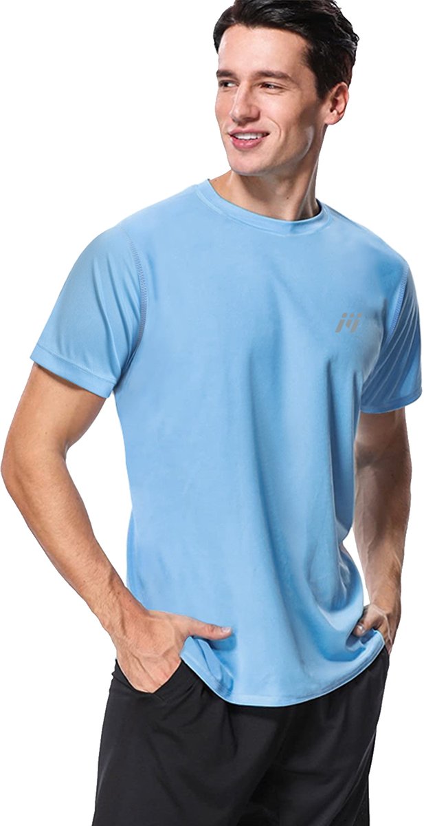 MEETYOO Heren - UV beschermend surf shirt UPF 50+ Sport T-Shirt Sportkleding Man - Fitnesskleding - Jongens Kleding voor Fitness, CrossFit & Gym-Blauw-XL