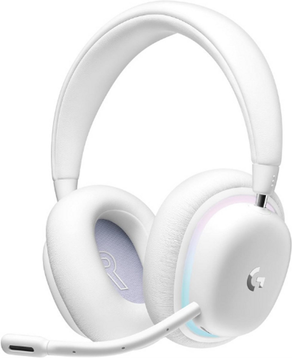 Draadloze Gamingheadset met Aanpasbare LIGHTSYNC RGB-Verlichting, LICHTSNELHEID, Bluetooth, Afneembare Microfoon – Compatibel met PC & Mac – Wit