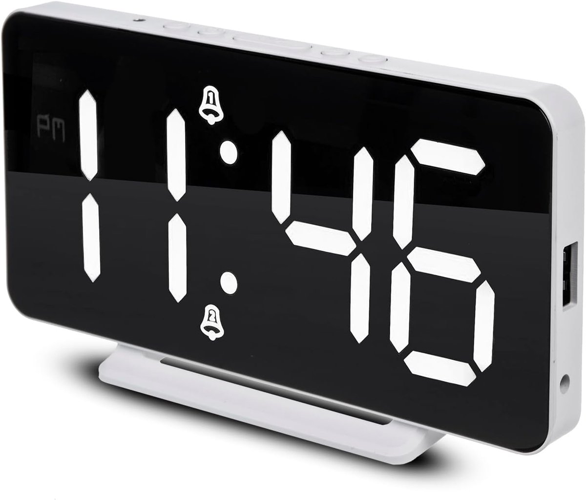 Klok en Wekker met Thermometer - LED - geschikt voor elke kamer - 1 stuk - Wit