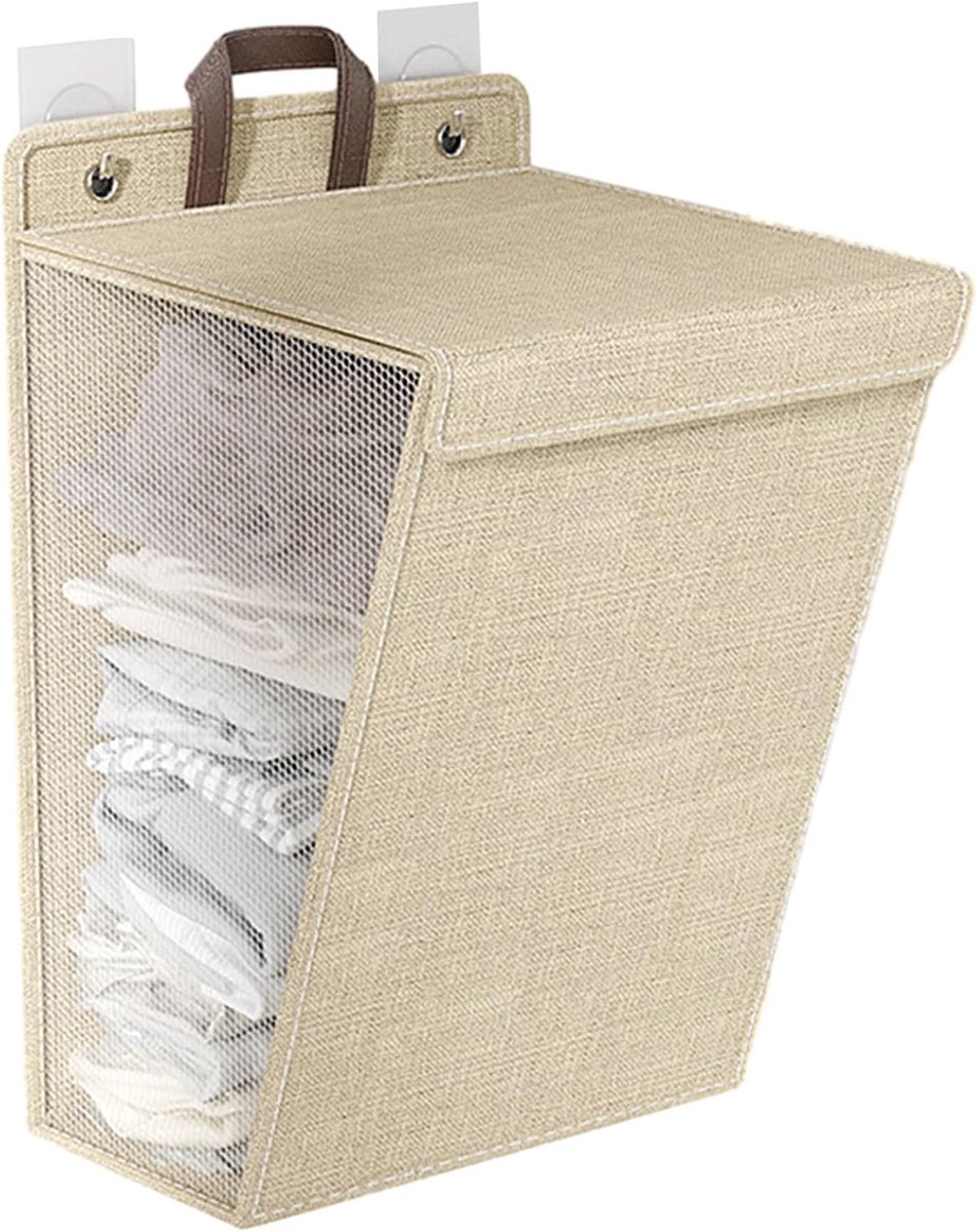 Goedkoopste Opvouwbare Wasmand 60 Liter met Deksel en Handgrepen - Ruimtebesparende Mesh Design voor Badkamer en Slaapkamer