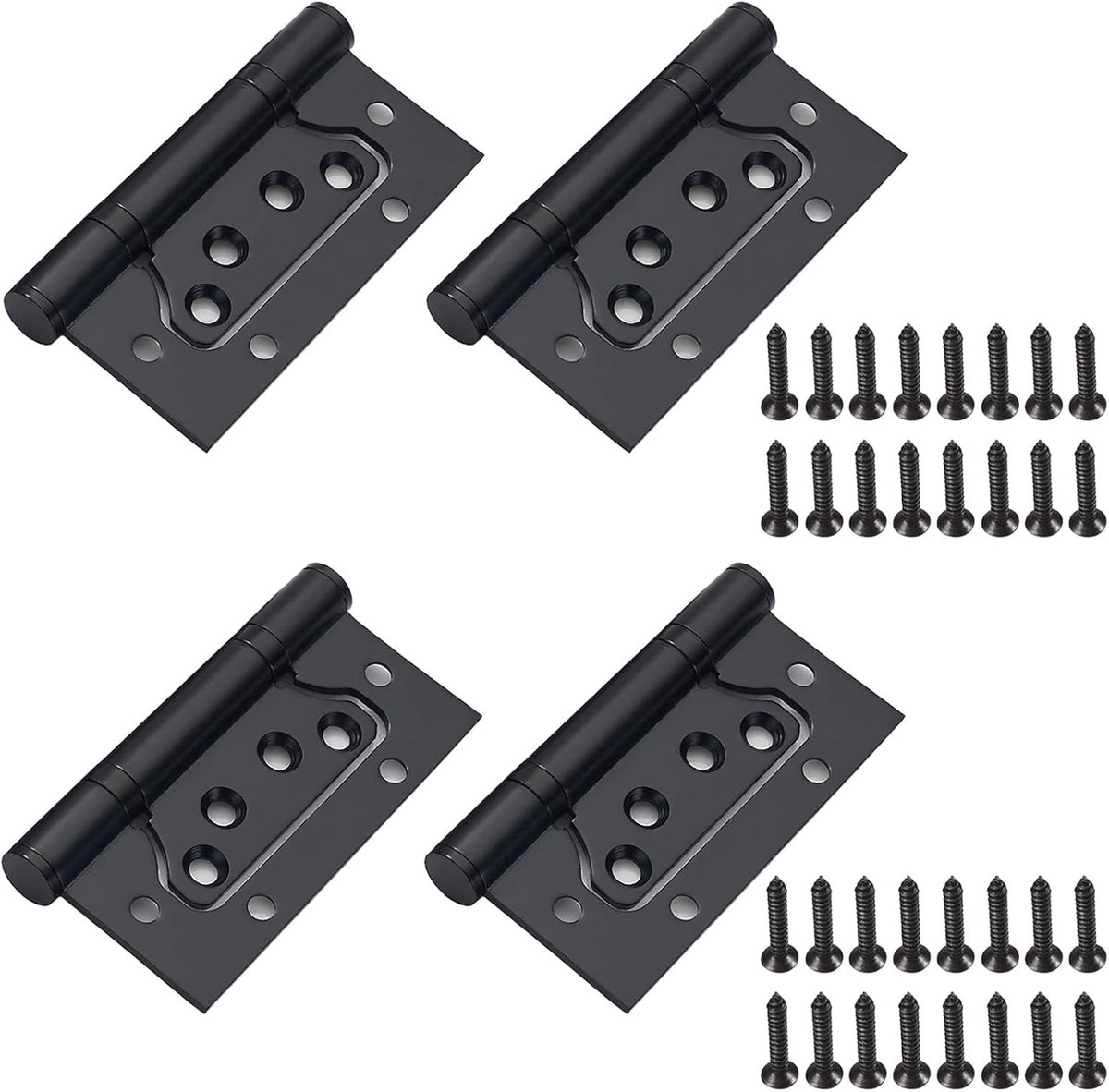 Inklapbare scharnieren - voor deuren en meubels - 4 stuks - zwart - roestvrij staal - 100 mm x 50 mm