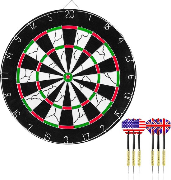 Een set van een dubbelzijdig dartbord met naalden en een dartdoel voor
