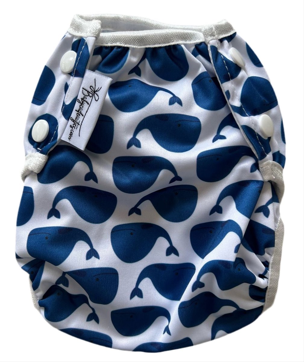 Wasbare zwemluiers baby - Walvis print - 3-15kg