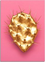 DesignClaud Cactus goud met roze achtergrond poster A3 poster (29,7x42 cm)