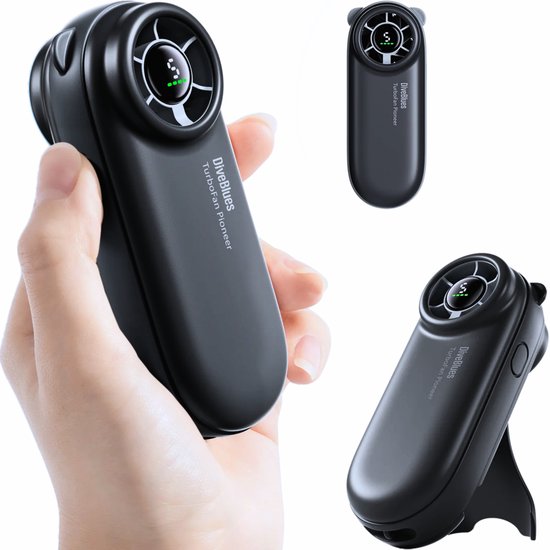 Draagbare tailleventilator met 2 koelplaten, draagbare clip-on ventilator, 5000 mAh, oplaadbare reisventilator, 3 snelheden 6000 RPM sterke luchtstroom, persoonlijk lichaam shirt ventilator riemclip