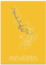DesignClaud Antwerpen Plattegrond poster Geel B2 poster (50x70cm)