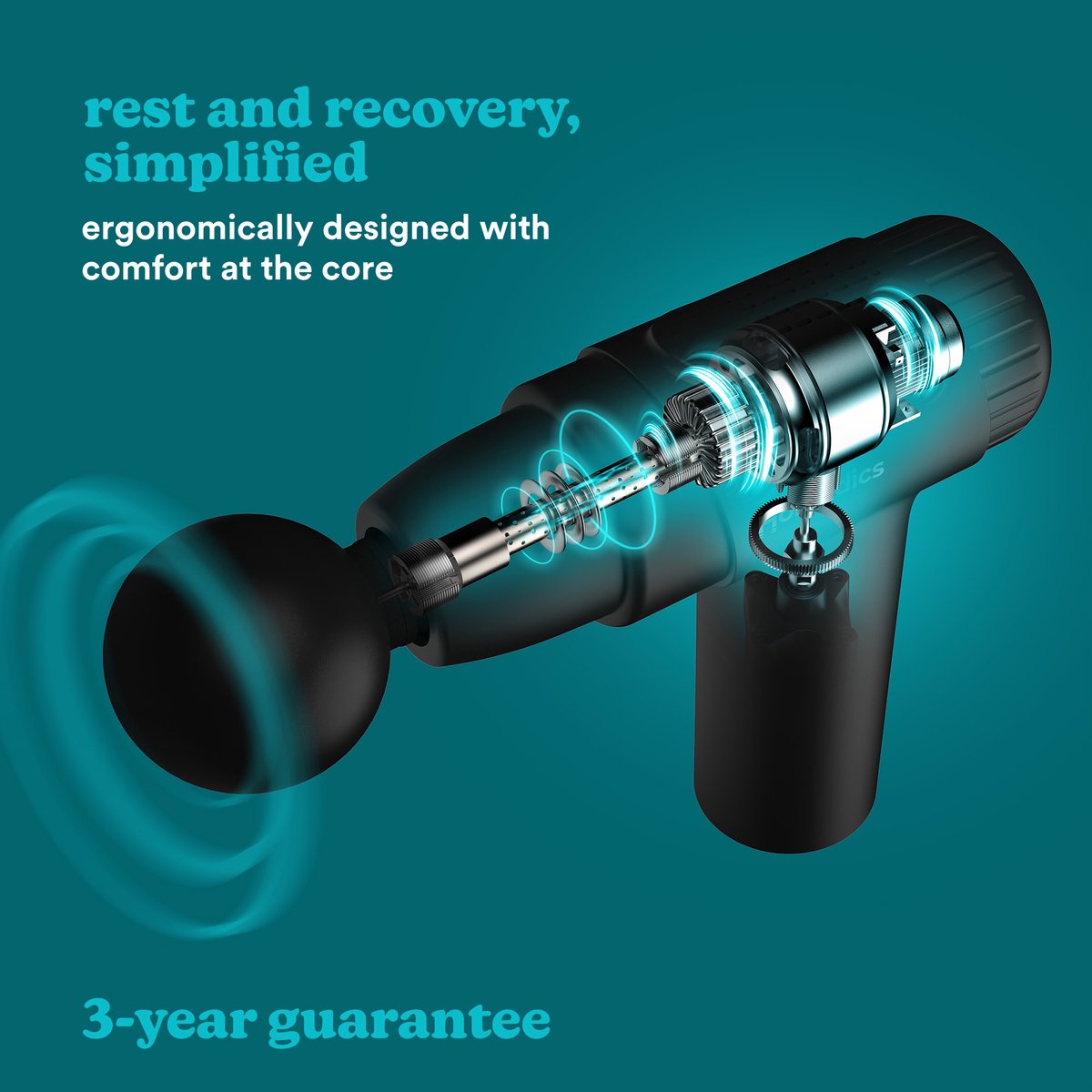Afbeelding 2 van HoMedics Novo Draadloze Mini Massage Gun - Lichtgewicht Design - 6 intensiteitsinstellingen - 1400 tot 2800 RPM - 4 Opzetstukken - Tot 3 uur Gebruiksgemak - USB C - Massagegun Om Spierpijn Te Verlichten - PGM45BK