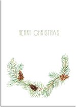 DesignClaud Merry Christmas - Kerst Poster - Krans - Groen A2 + Fotolijst wit