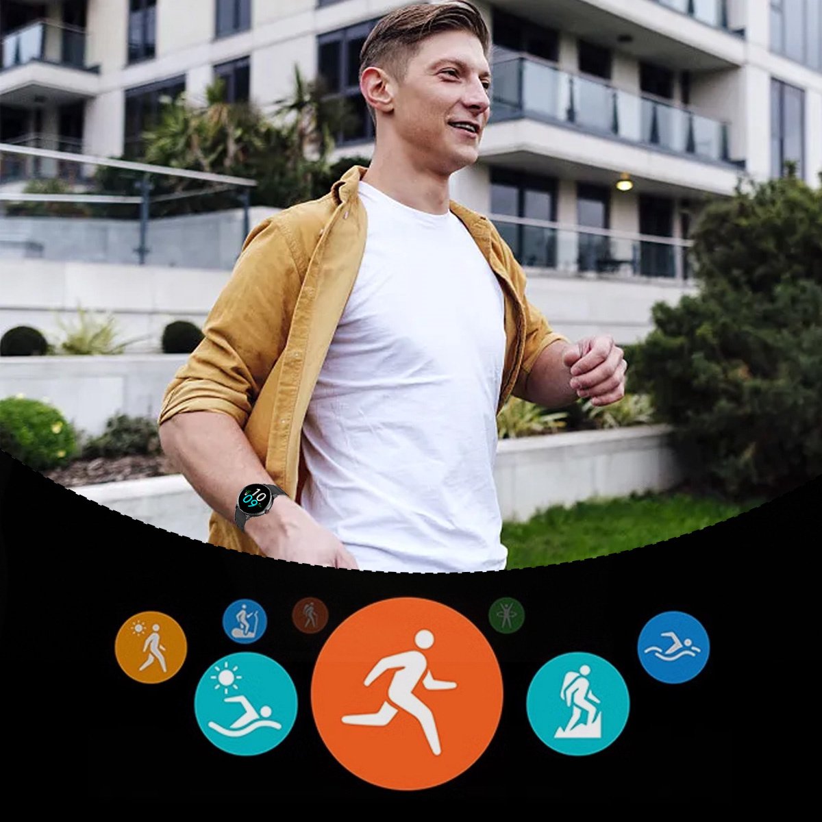 Afbeelding 3 van Dames Smartwatch 1,43 inch Touchscreen Beige Waterdicht