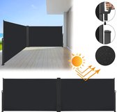 UISEBRT Dubbele zijluifel, uittrekbaar, zonwering, zichtwering, voor balkon, terras, tuin (200 x 600 cm, antraciet