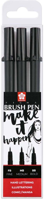 Sakura Pigma Penseel Pen Set, 3 x FB MB BB