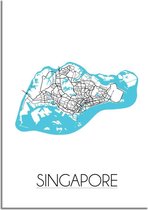 DesignClaud Singapore Plattegrond poster A3 + Fotolijst zwart