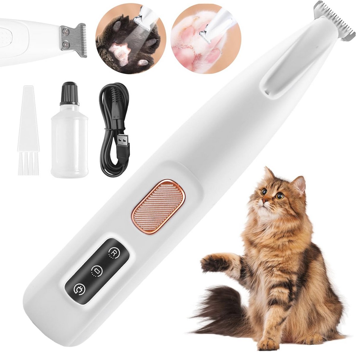 Elektrische poottrimmer voor honden en katten met LED-verlichting en USB-oplaadfunctie