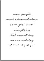 DesignClaud Some people want diamond rings - Tekst poster - Wanddecoratie - Zwart wit poster A2 poster (42x59,4cm)