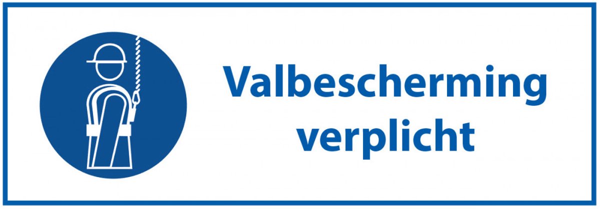 Valbescherming verplicht bord met tekst, kunststof 200 x 75 mm