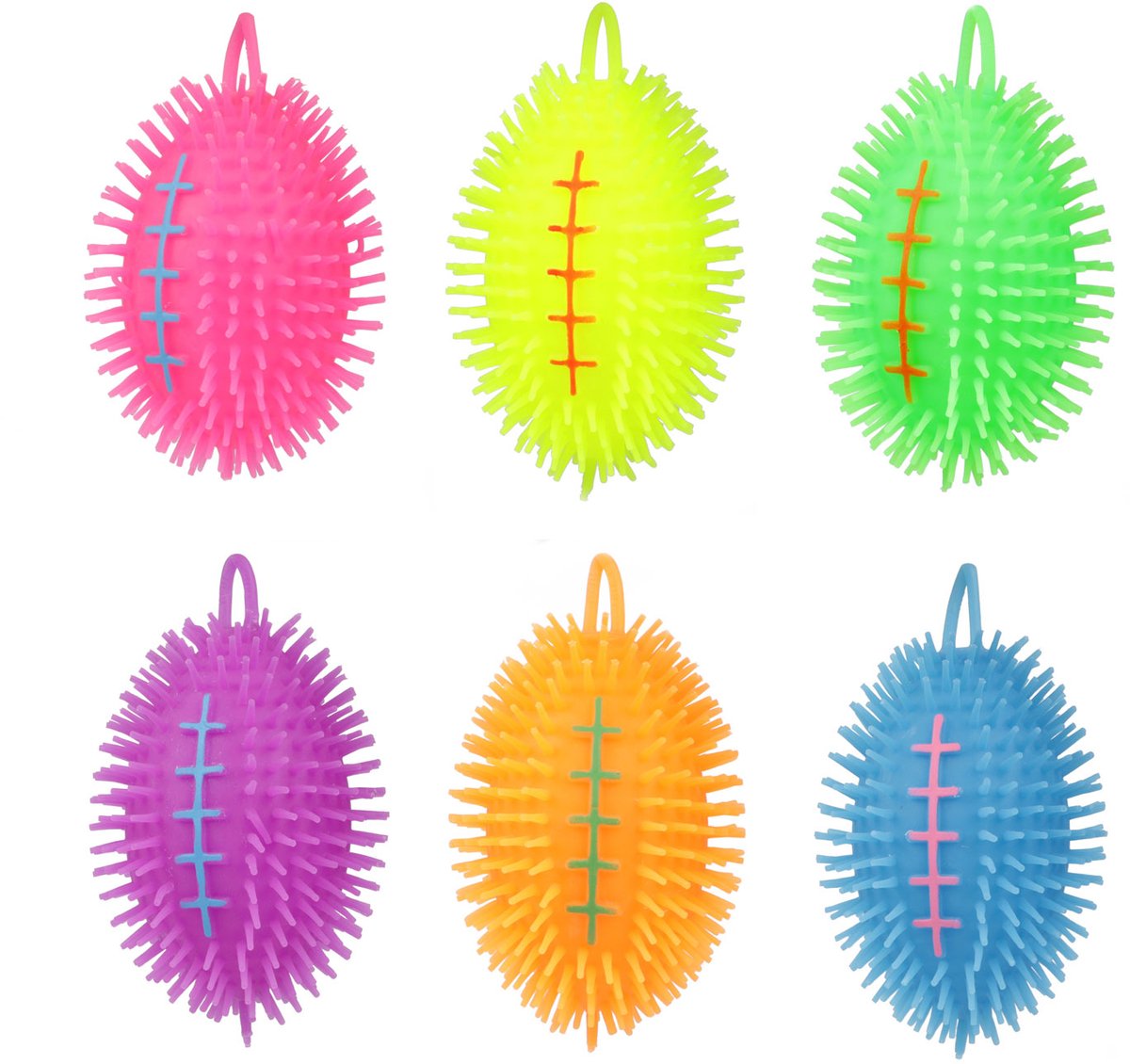 Puffer bal rugby 14cm 6 assorti