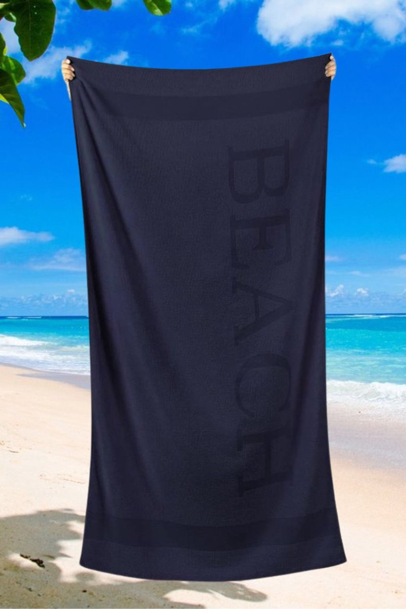 Strandlaken Beach XL Navy Donkerblauw Extra groot - 100 x 200 cm - Hoogwaardig Katoenen Strand Handdoek - Extra zacht - Sneldrogend Badhanddoek - Ideaal voor Strand, Sauna, Zwembad, Vakantie en Sport - Badlaken