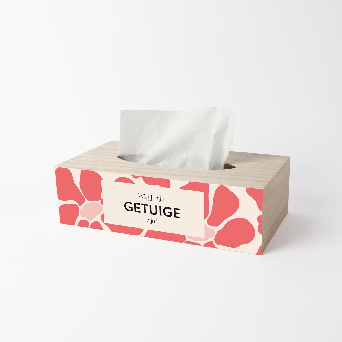 Tissue box - Cadeau getuige - Wil jij mijn getuige zijn - Getuige vragen - Zakdoekendoos - Abstract pink flowers design