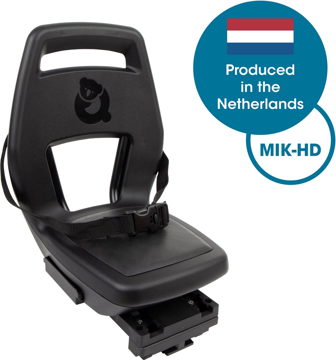 Qibbel Junior 6+ Fietsstoeltje Achter MIK HD – Midnight Black - inclusief voetbeschermingsplaten en voetsteunen