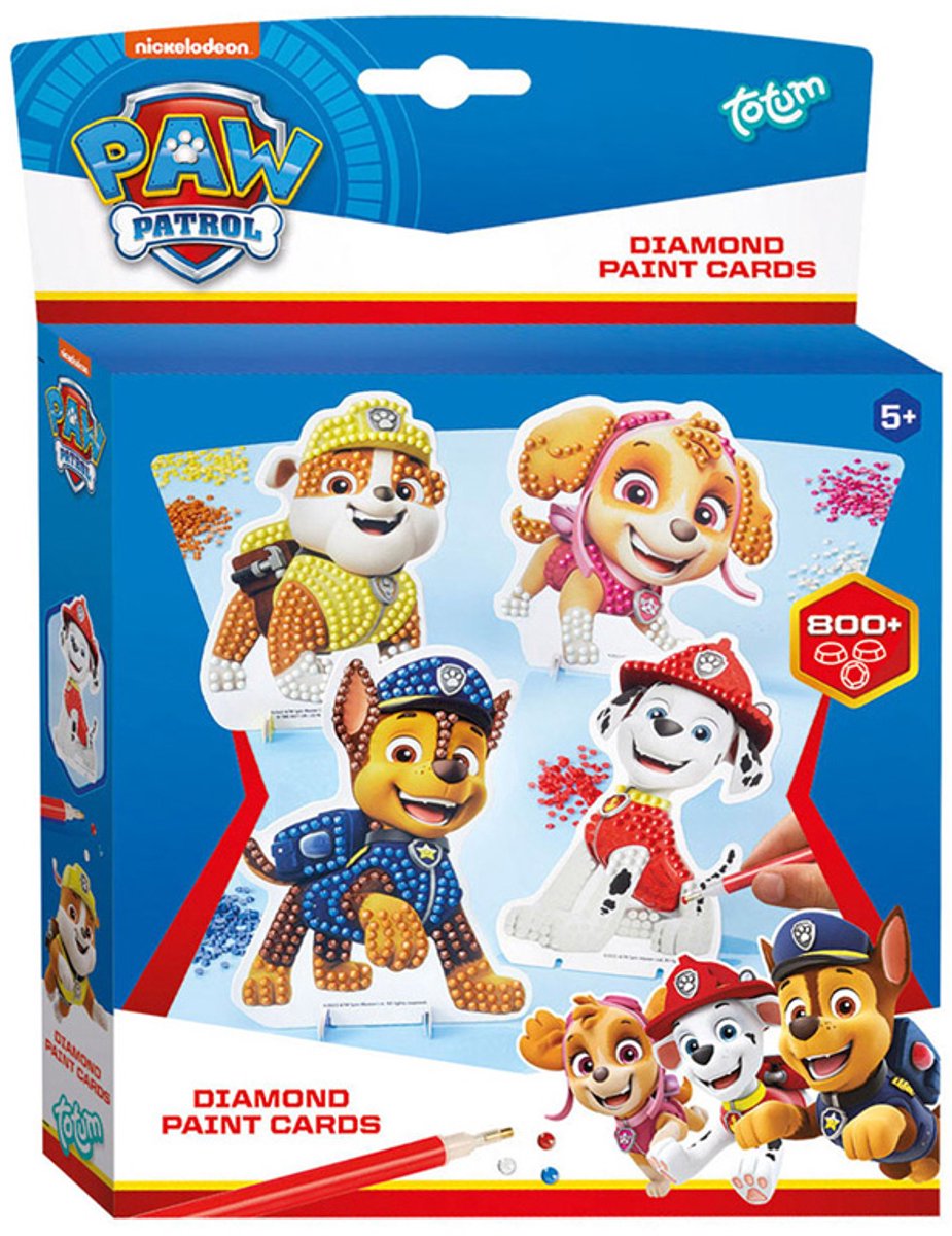 Bol.com PAW Patrol speelgoed - Totum kaarten Chase en pups versieren met 800+ strass steentjes knutselen - junior diamond painti... aanbieding