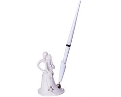 Luxe Pennenhouder met Pen – Elegant Bruidskoppel Design | Perfect voor het Gastenboek op Jouw Huwelijk