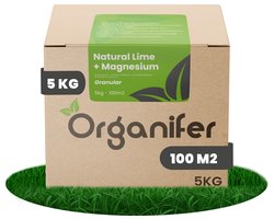 Kalk Korrel meststof verrijkt met magnesium (5Kg - Voor 100m2) voor dieper bladgroen (+PH) Speciaal voor gazon, Perken, Moestuin en openbaar groen - Organifer