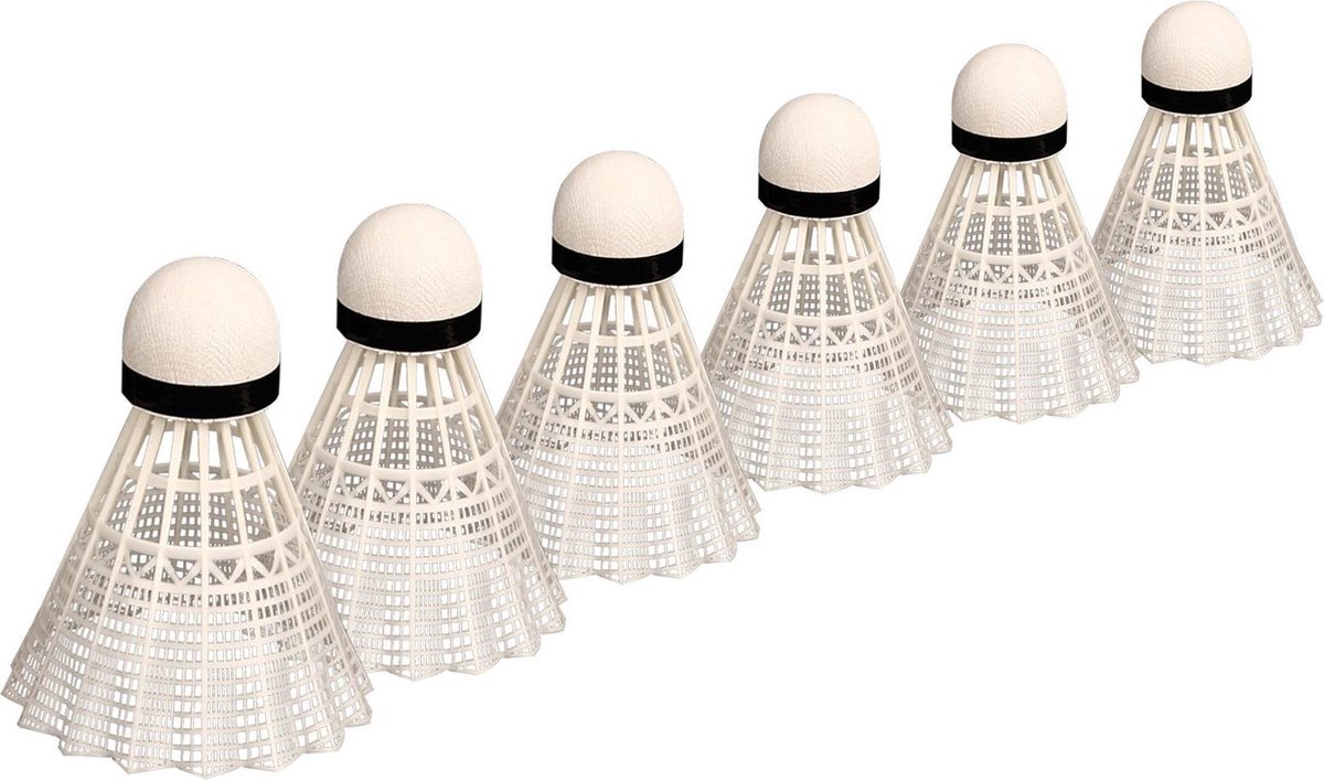 Avento Badminton Shuttles in Koker - Kurk - 6 Stuks - Wit/Zwart
