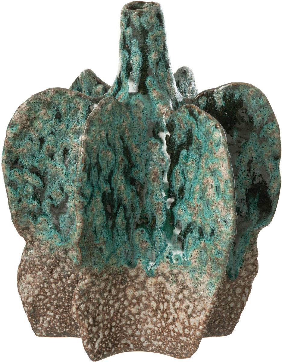 J-Line vaas Naga - keramiek - azuur/bruin - large - Ø 22.5 cm Multi