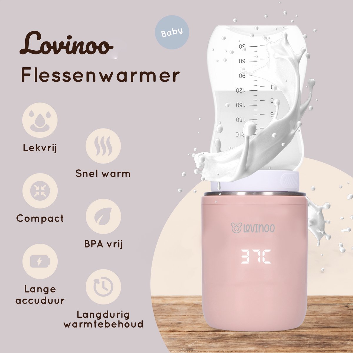 Lovinoo Flessenwarmer Onderweg - Roze thumbnail 2
