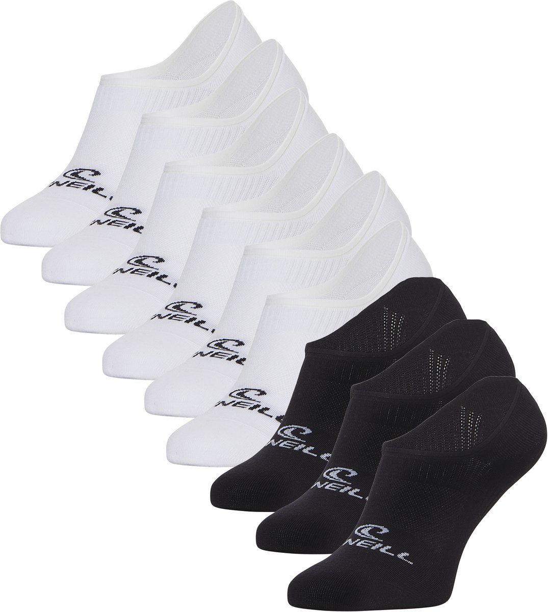O’Neill Heren Dames Footies Sokken No Show 9-Pack Wit