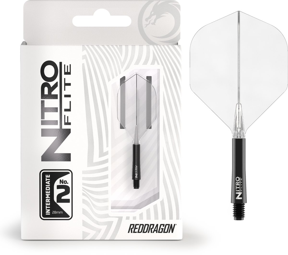 RED DRAGON Darts - Nitro Flite Flight & Shaft - Zwart/Transparant - Intermediate