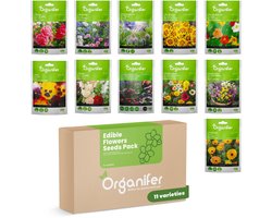 Eetbare Bloemen Zaden Pakket - 11 Soorten - Oost Indische Kers Zaad - Eetbare Planten - Korenbloem Zaad - Eetbare Bloemen Zaad - Eetbare Tuin - Organifer